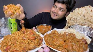 SPICY  PUNJABI CHICKEN BIRYANI WITH KADHAI CHICKEN AND BUTTER NAAN | EATING SHOW | MUKBANG | ASMR