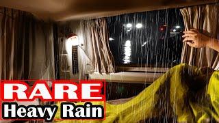 Car Camping in Rare Heavy Rain: An amazing dinner and deafening rain sound, FOOD, SOLO, ASMR