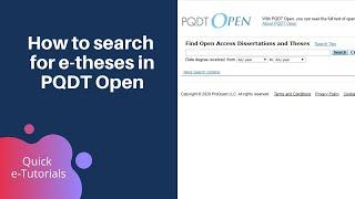 #usm #usmlibrarytv How to search for e-theses in PQDT Open