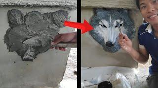 AMAZING CONSTRUCTION IDEAS USING CEMENT_WOLF HEAD DESIGN