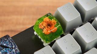 How to Make a Handmade Keyboard Key with Orange Dry Flowers  Resin Keycaps | Diy Resin Art