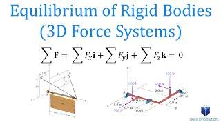 Equilibrium of Rigid Bodies 3D force Systems | Mechanics Statics | (solved examples)