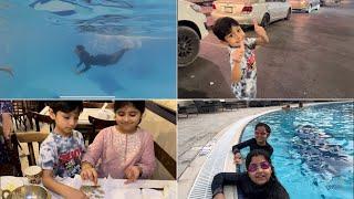 Summer Vacation|Day out at pool|Le Meridien Garhoud|Anaya and Rahma|swimming