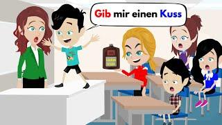 Klaus kisses the teacher ‍ Sarah did this  Learn German