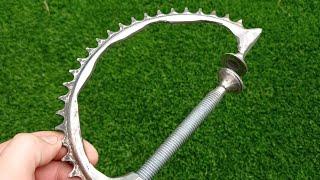 What can be made from a bicycle sprocket and valve.