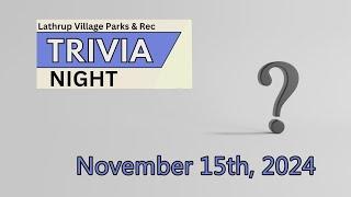 City of Lathrup Village. Trivia Night. November 15, 2024.