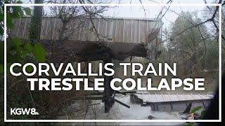 Train trestle collapses in Corvallis during freight train crossing