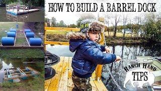 How to build a floating barrel dock from 55 Gallon Blue Tight Head Plastic Drums- Ranch Hand Tips