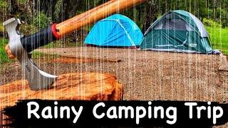 Camping In The Rain! -New Axe, New Tents, Jackrabbit Stew!