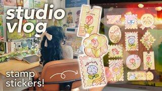 studio vlog  making sticker sheets | restocking & packing orders | small art business vlog ೃ࿔*: