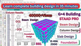 Learn complete building design by staad pro in 35 minutes for beginners| easy steps building design|