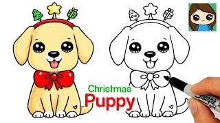 How to Draw a Puppy Dog for Christmas Easy ⭐️