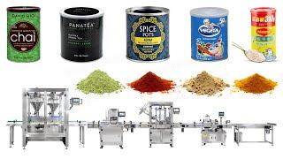 Automatic Double Heads Spice Powder Can Filling Sealing Machine Line