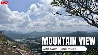 Mountain aerial view | panoramic view | nature sounds | relaxing music for stress relief | lake view