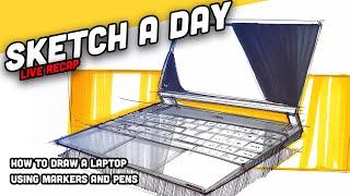 How to draw a laptop: Sketch a day Industrial design sketching