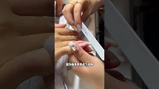 指甲留圆边如何处理？ #美甲师 #美甲