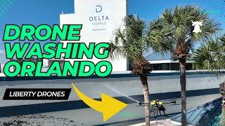 Drone Pressure Washing in action at Delta Resort in Orlando at PWMCA