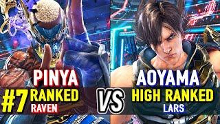 T8  PINYA (#7 Ranked Raven) vs AOYAMA (High Ranked Lars)  Tekken 8 High Level Gameplay