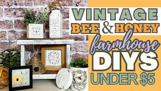  VINTAGE BEE AND HONEY FARMHOUSE DIY DUPES | BEE TIERED TRAY AND SHELF SITTER DECOR