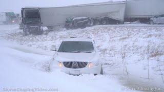 Massive Multi Vehicle Pileup On Interstate 55 - Towanda, IL - 2/17/2022