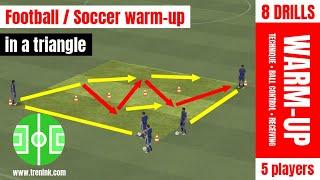 Football / Soccer warming up in a triangle | exercises for warming up in football training session