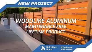 Wood-like Aluminum pedestrian door, fence & sliding gate installation in Winnetka, CA area.