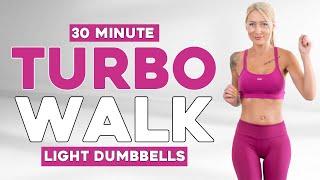 30 MIN TURBO WALKING With Light Dumbbells For Weight Loss Knee Friendly No Jumping