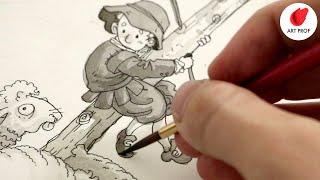 Pen & Ink Wash Illustration: Rapidograph Pen & India Ink for Beginners