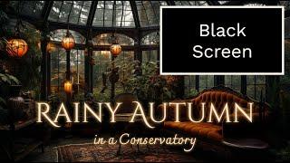 8 h BLACK SCREEN Rainy Autumnal Day in a Conservatory Ambience and Music  | cozy autumn atmosphere