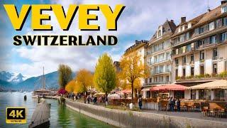 Spring in Vevey, Switzerland  Walking tour 4K