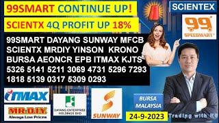 Daily #KLSE #BURSA UPDATE - 24-9-2024 99SMART CONTINUE UP!SCIENTX 4Q PROFIT UP 18%99SMART DAYANG