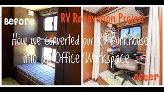 DIY RV Renovation: How we converted our bunkhouse into an office/workspace for under $200