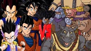 Saiyans (Dragon Ball) vs Shredder, Krang, Bebop, & Rocksteady (TMNT) - Ultimate Mugen Fight 2016