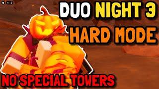 DUO NIGHT 3 HARD MODE TRIUMPH WITH NO SPECIAL TOWERS | Roblox Tower Defense Simulator Hexscape TDS