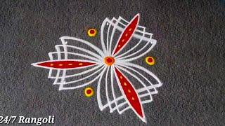 2 Beautiful Diwali Rangoli Designs  24/7 Rangoli  Simple Kolam Design  Beginners Rangoli Designs