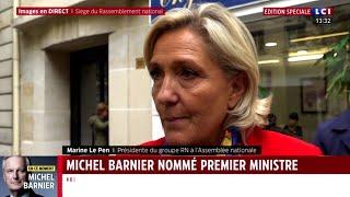 Nomination de Michel Barnier : la réaction de Marine Le Pen