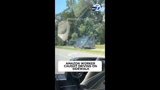 Amazon fires worker captured driving on sidewalk