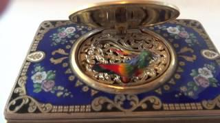 Vintage enamel Karl Griesbaum singing bird box