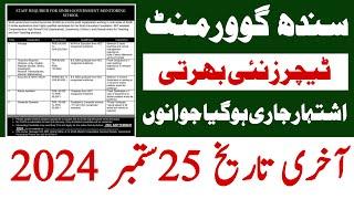 Sindh Goverment Teachers New Jobs 2024 | Technical Job Info 1.0