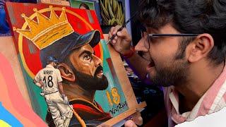 Paint With Me - Virat Kohli,  Virat Kohli Drawing,  Acrylic Painting Tutorial