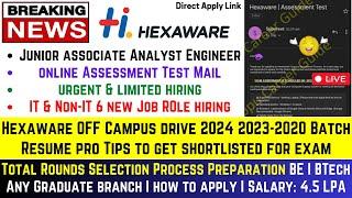 Hexaware OFF Campus Drive 2024 | 2023-2020 Batch | Hidden Resume Tips For Receiving Assessment Mail