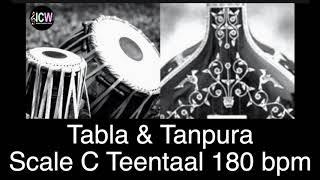 Tabla and Tanpura Scale C | Teen Taal (180 bpm) madhya laya with Tanpura scale C