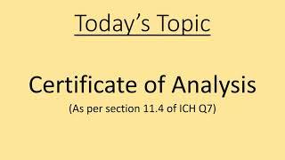 Certificate of Analysis   Requirements