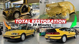 Total Restoration on 1989 Honda CRX Si in 30 Minutes // Y-49 Barbados Yellow