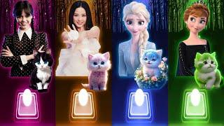 Cute Cats Dance | Wednesday Bloody Mary | Jisoo Flower | Elsa Enemy | Anna Dancin | Tiles Hop Songs