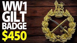 $450 | WW1 British Army Generals Gilt Officers Cap Badge History, | Military Antiques Toronto