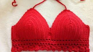 لانجرى كروشيه جديد توب برا كروشيه بيكينى كروشيه  how to crochet crocheted bra , crocheted bikini 