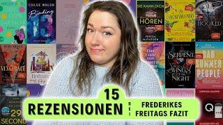 MEINE NERVEN LIEGEN BLANK!| 15 BUCH REZENSIONEN | Hypes & Neuerscheinungen von 1-5 ⭐️| Lesemonat