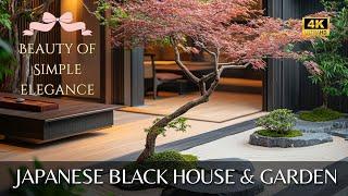 Timeless Beauty of Simple Elegance: Japanese Black Minimalist House with a Tranquil Courtyard Garden