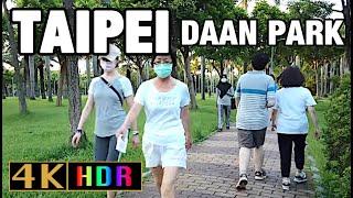 Taipei walk Daan Park sunny day【4K】Taiwan 2021 - Aug 26